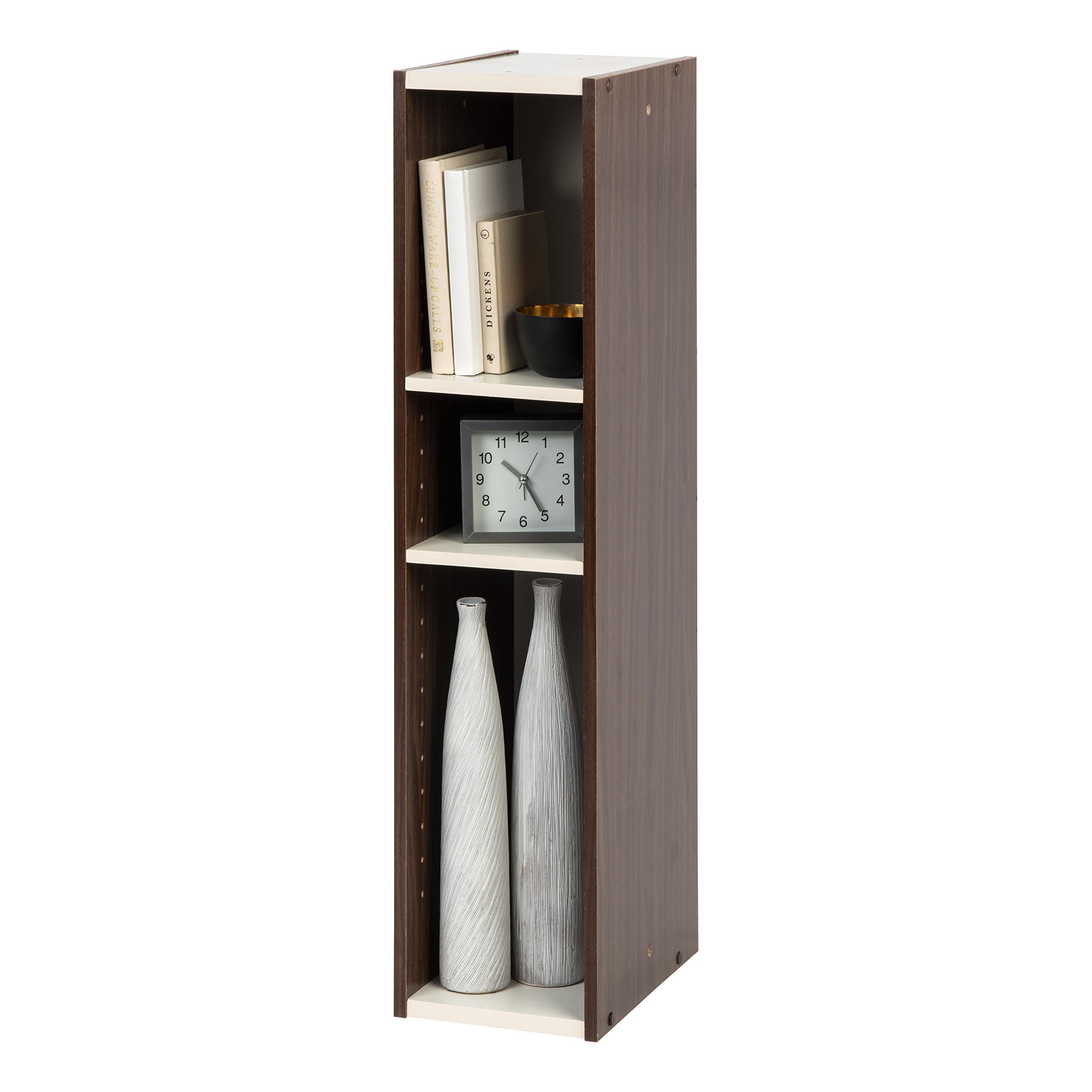 IRIS USA, UB-9020, Slim Space Saving Shelf with Adjustable Shelves, 8 x 34", Walnut Brown, 1 Pack