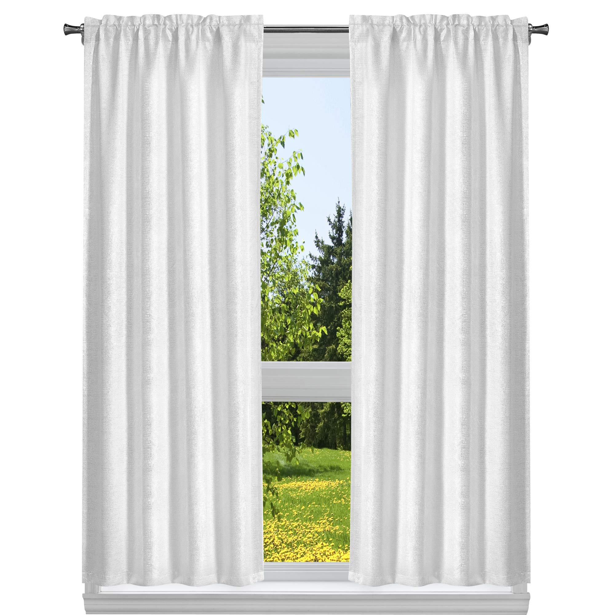 Duck River Textile Solid Window Curtain Set, White, 38x84