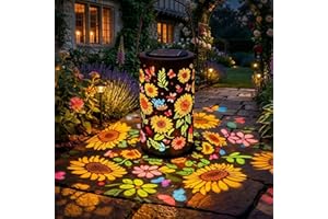 Solar Sunflower Lantern Outdoor, Hanging or Tabletop Garden Light, Metal Waterproof Decorative Solar Lamp for Patio, Yard, Po