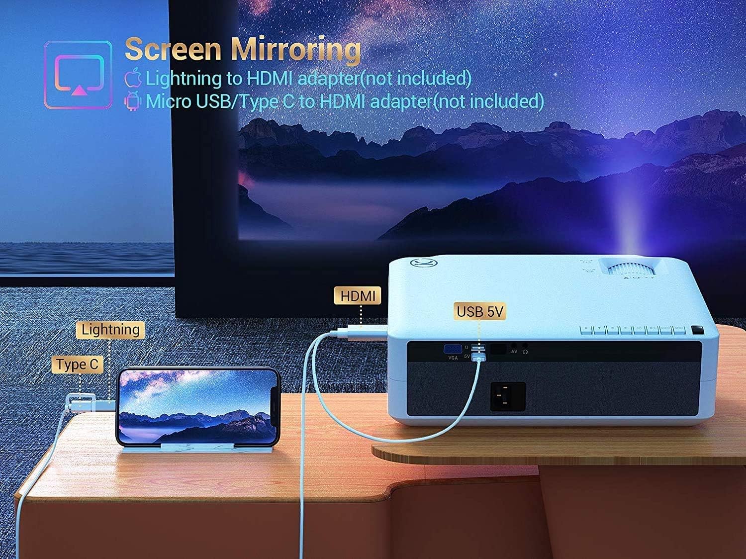 VANKYO Performance V630 Native 1080P Full HD Projector, 300" LED Projector w/ ±45° Electronic Keystone Correction, Compatible w/ TV Stick, HDMI, Laptop, Smartphone for Home/Business Use: Electronics