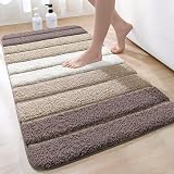 DEXI Bath Mat 60 x 90 cm Beige Microfiber Non-Slip Absorbent Rug