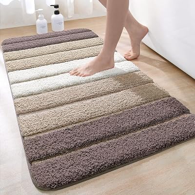DEXI Bath Mat 60 x 90 cm Beige Microfiber Non-Slip Absorbent Rug