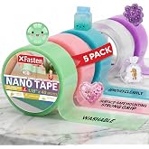 XFasten Nano Tape for Bubble Kit 5-Pack 200 Inch Multicolor Double Sided Nano Bubble Tape for Squishy Kit Colorful Reusable, Washable DIY Squishy Ball Maker for Arts and Craft Projects
