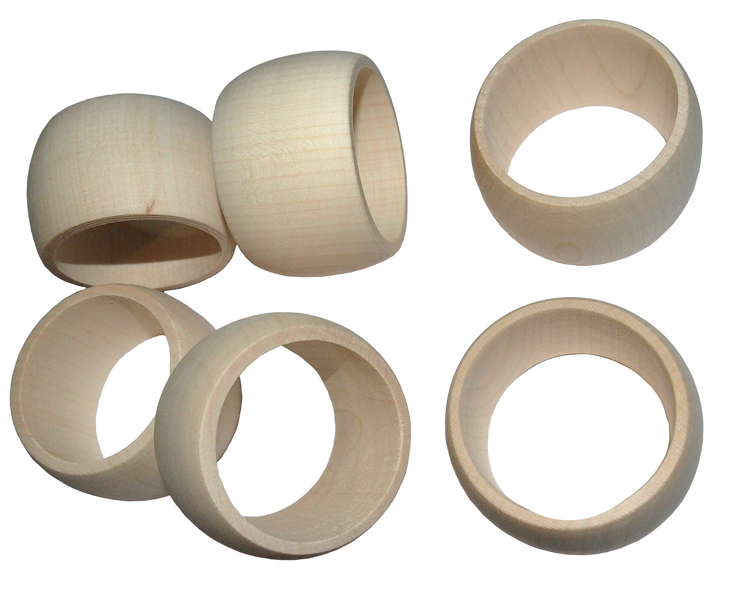 EFO Wood Napkin Rings Set of 6 | Serviette Rings in Rustic Natural Wood | Napkin Ring for Elegant Table Decoration | Wooden Rings for Weddings, Parties and Special Occasions | Beechwood