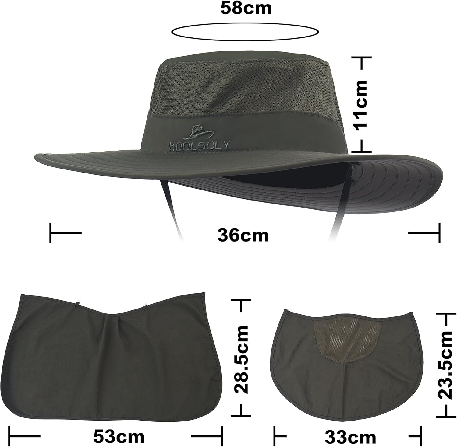 KOOLSOLY Fishing Hat, Sun Cap with UPF 50+ Sun Protection and Neck Flap, for Man and Women : Clothing