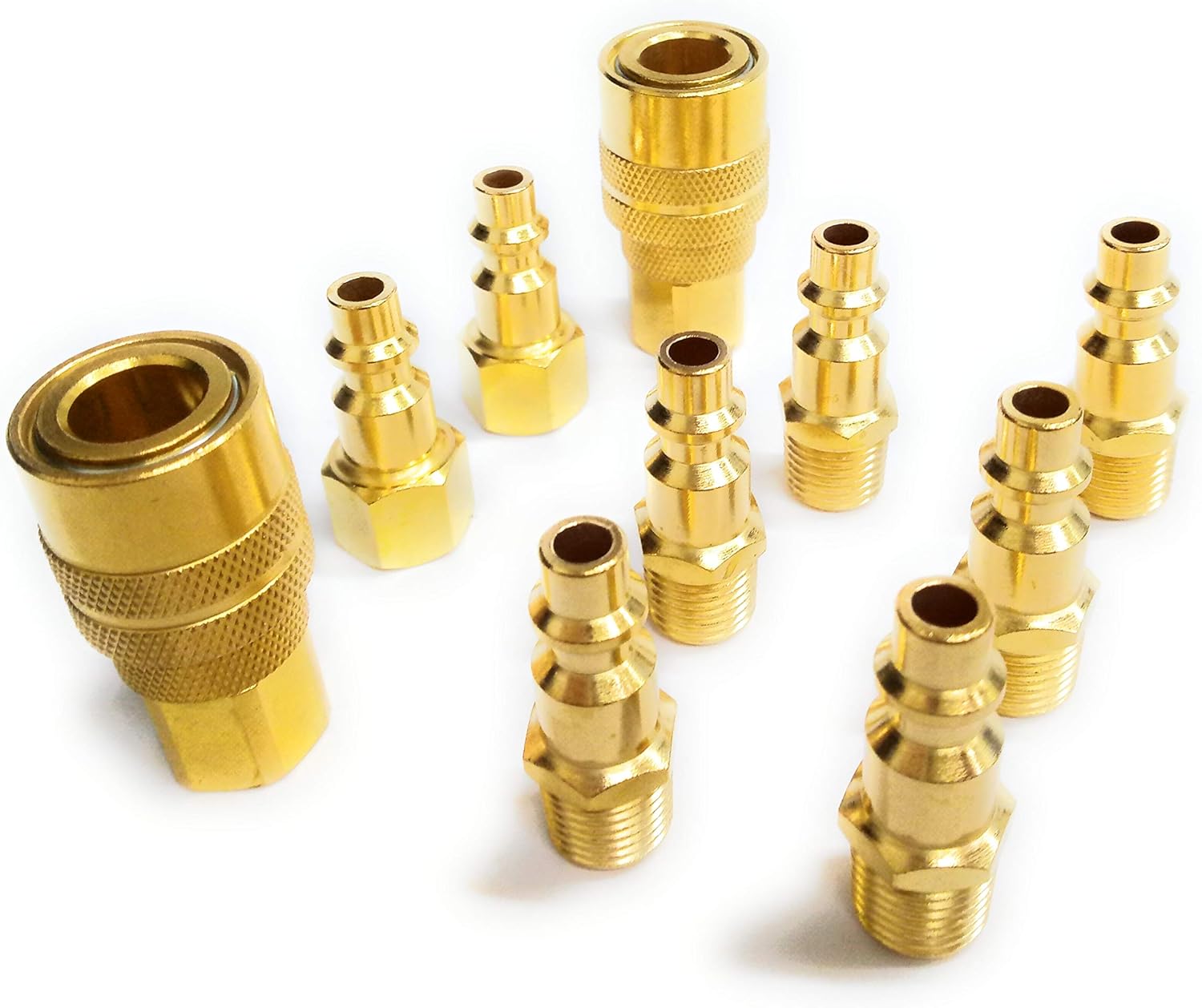 1/4Inch Brass Industrial Coupler Kit, 10 Pieces, NPT Type D, Quick