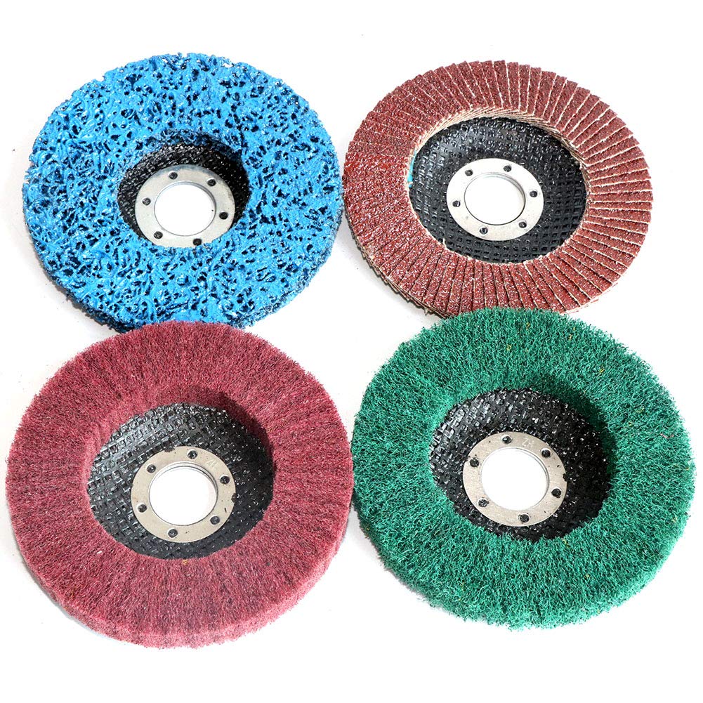 4PCS 4.5"x7/8" Nylon Fiber Flap Disc Poly Strip Abrasive Discs Grinding