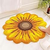 Feblilac Sunflower Rug Mat, Floral Non-Slip Bathroom Floor Mat, Soft Microfiber Washable Carpet for Bedroom, Kitchen, Living 