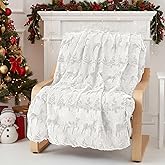 Tegeme Christmas Throw Blanket 3D Xmas Reindeer Throw Blanket 50" x 60" Christmas Holidays Winter Dutch Velvet Faux Rabbit Fur Decorations Cozy Soft Lightweight Gift for Living Room Home Sofa Bed
