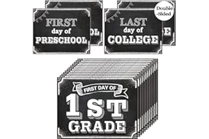 Whaline Back to School Signs, 16 Grades First Day & Last Day Sign, Reversible Chalkboard Style Paper Photo Sign from Preschool to College for Girl Boy