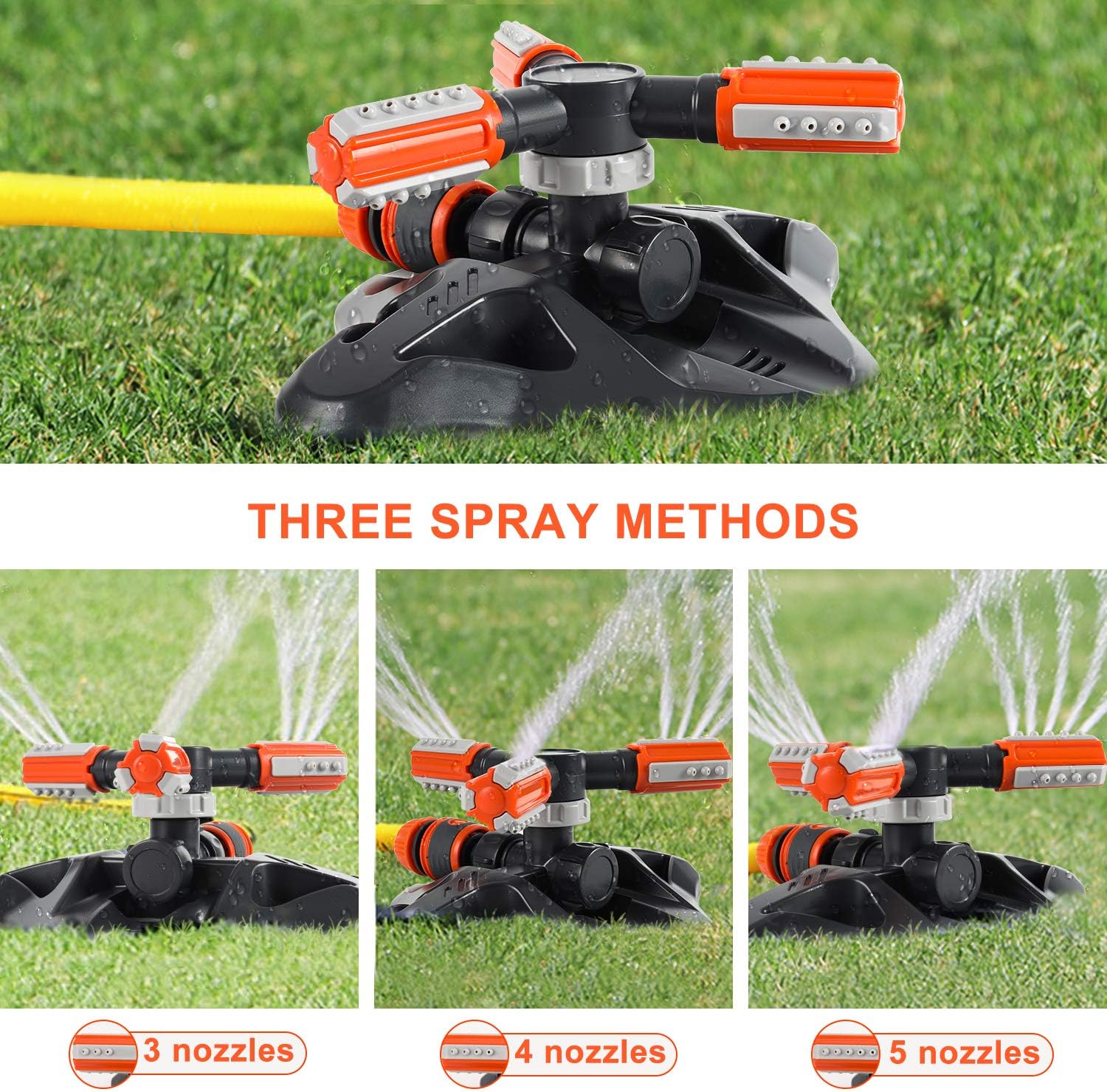 Apas Garden Sprinkler, Automatic Lawn Water Sprinkler 360 Rotating Adjustable Garden Water Sprinkler Irrigation System, Garden Hose Sprinkler for Yard : Garden & Outdoor