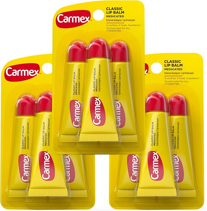 Carmex Classic Tube 0.35oz Medicated Lip Balm (3 Packs of 3