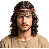 SUMGOGO Fantasy Badge Headpiece Leather Medieval Crown Vintage Forest Elf Leaf Carving Cosplay Headband Renaissance Costume