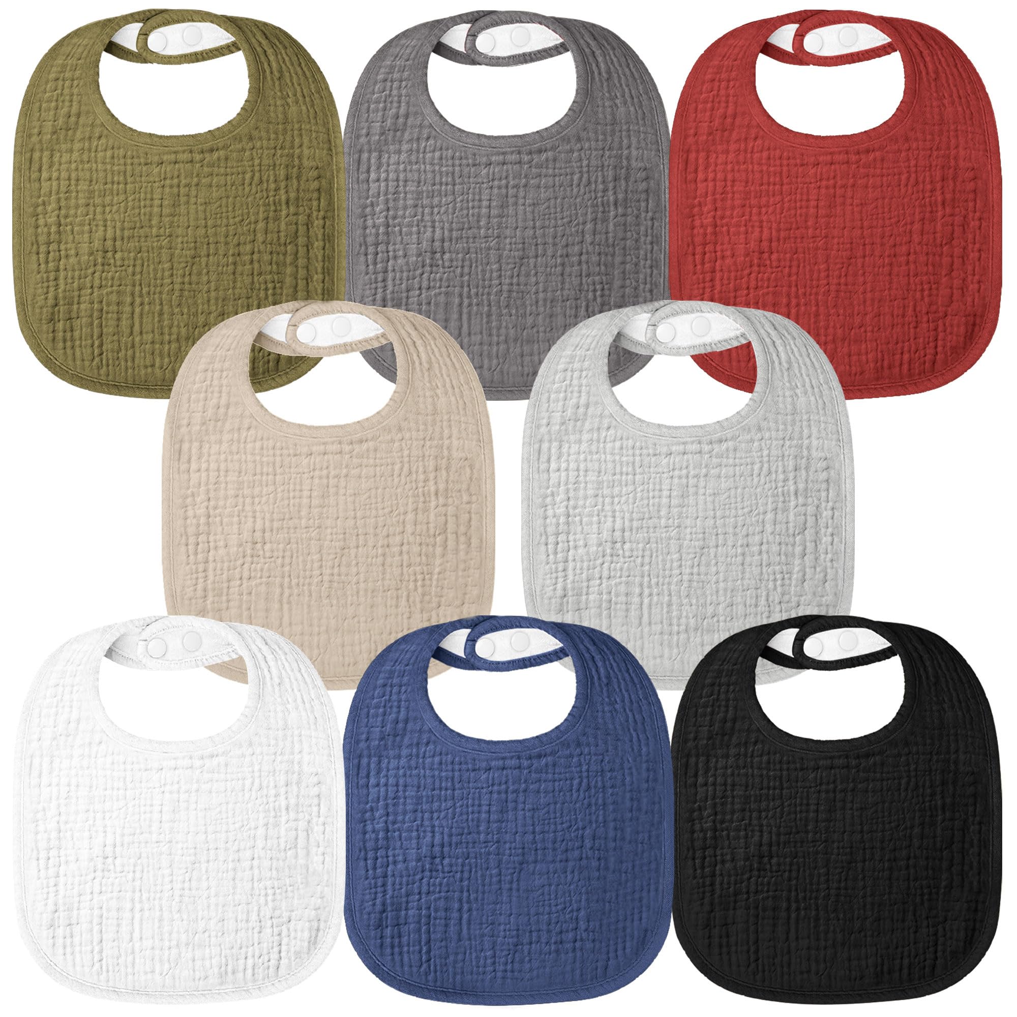 Photo 1 of 100% Cotton Muslin Baby Drooling Bibs 8-Pack Adjustable Bandana Bibs for Baby Girls Boys Drooling and Teething (Neutral Pastel)