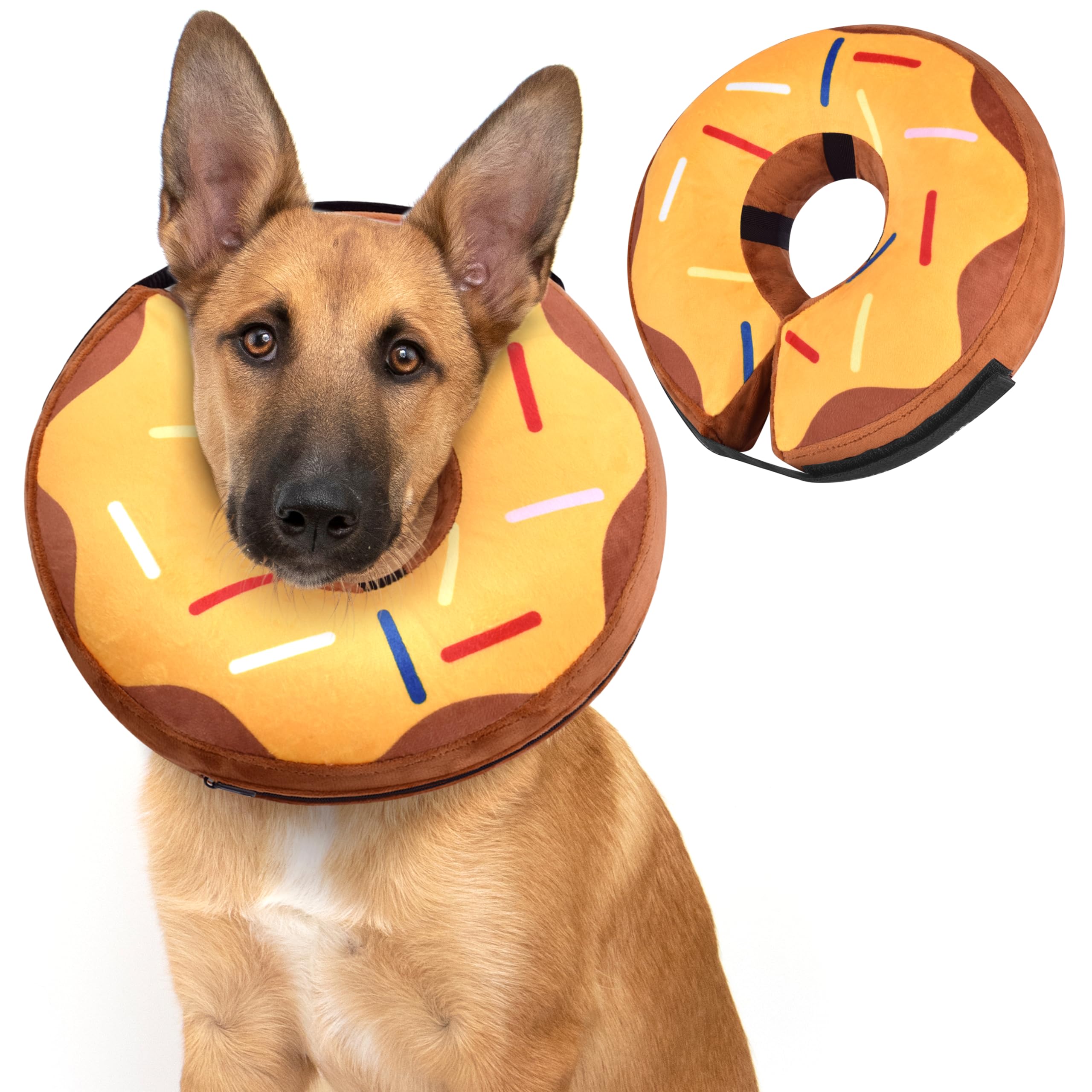 Photo 1 of Inflatable Dog Cone Collar After Surgery, Soft Dog Neck Donut Collar, Blow up Donut E-Collar for Small Medium Large Dogs and Cats, Dogs Recovery Cone Alternative