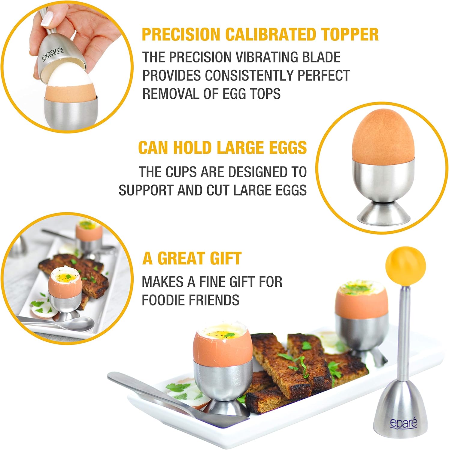 Eparé Egg Cracker Topper Set Complete Soft Boiled Egg Tool Set