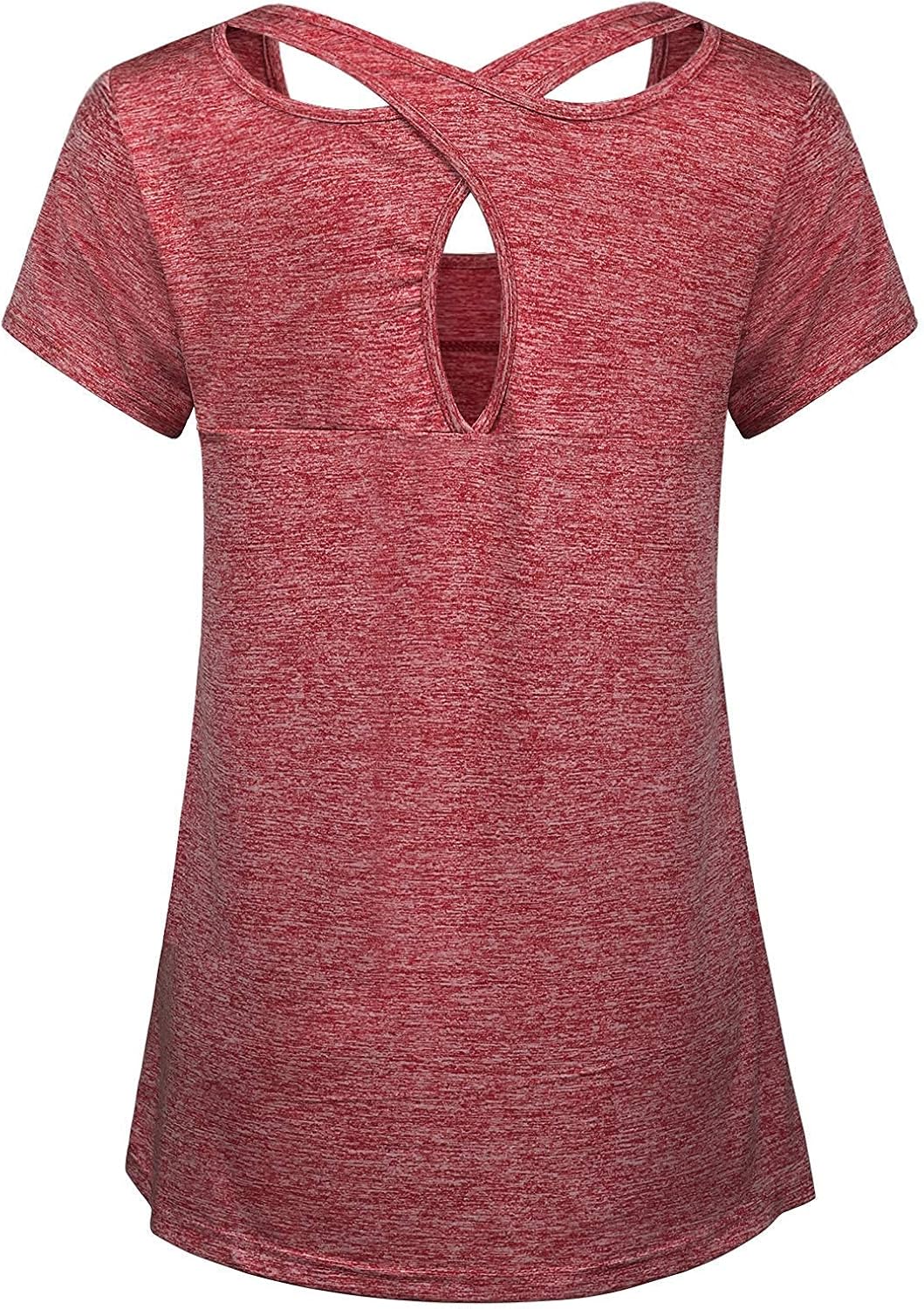 Cucuchy Womens Yoga Top Short Sleeve Crew Neck Criss Cross Back Workout Shirts: Clothing