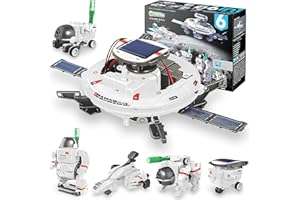 PlaySheek STEM Projects for Kids Ages 8-12 Solar Robot Kit 6-in-1 Space Toys for 10-Year-Old Boy Girl Gift Building Toys Science Kits Christmas Birthday Gifts for 8 9 10 11 12 Year Old, White
