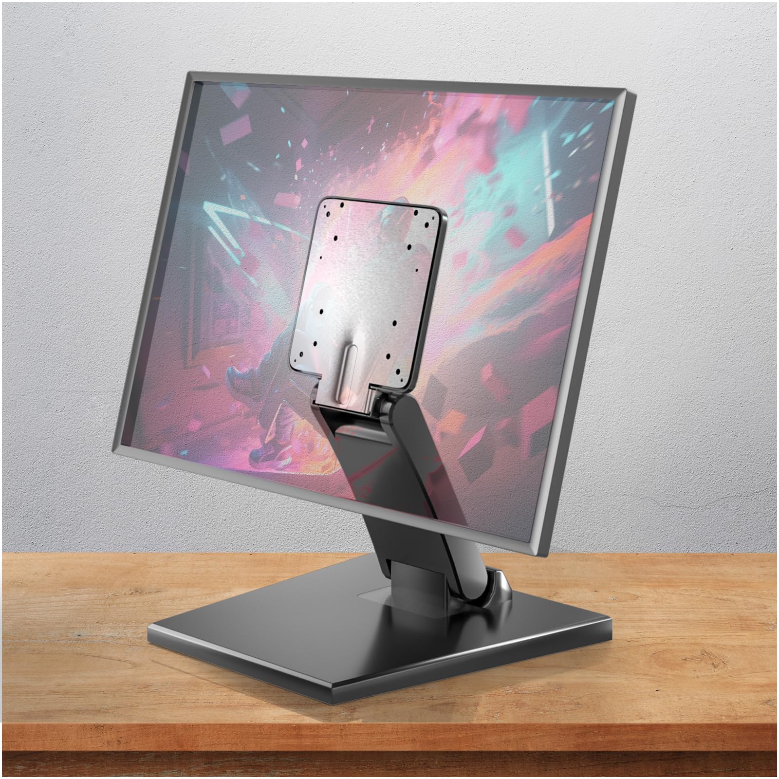 Foldable Low Profile Monitor Stand - VESA 100x100 Desk Mount Adjustable ...