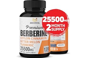 BMVINVOL Berberine 𝟏𝟓𝟎𝟎𝟎𝐦𝐠 Ceylon Cinnamon 𝟏𝟎𝟎𝟎𝐦𝐠 Turmeric 𝟒𝟓𝟎𝟎𝐦𝐠 Green Tea 𝟐𝟎𝟎𝟎𝐦𝐠 Bitter Melon 3000mg - 𝟑𝟎:𝟏 𝐄𝐱𝐭𝐫𝐚𝐜𝐭 Berberine Supplement for Immune Support - 120 Capsules