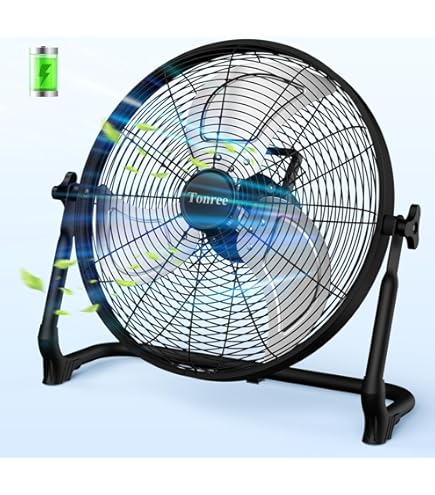 Amazon.com: Tech Drive Floor Fan,12“ Battery Fan with Metal Blade