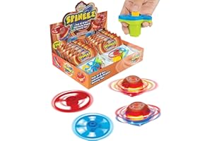 IPIDIPI TOYS Light Up Spinning Tops and Flying Saucer Disc - UFO Light Up Spinner - Kids Party Favors, School Prize Box Toys, Goodie Bag Fillers - Orange, Pack of 12