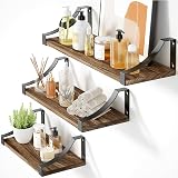 Pipishell Paulownia Wood Floating Shelves Set of 3 Rustic Brown view 5