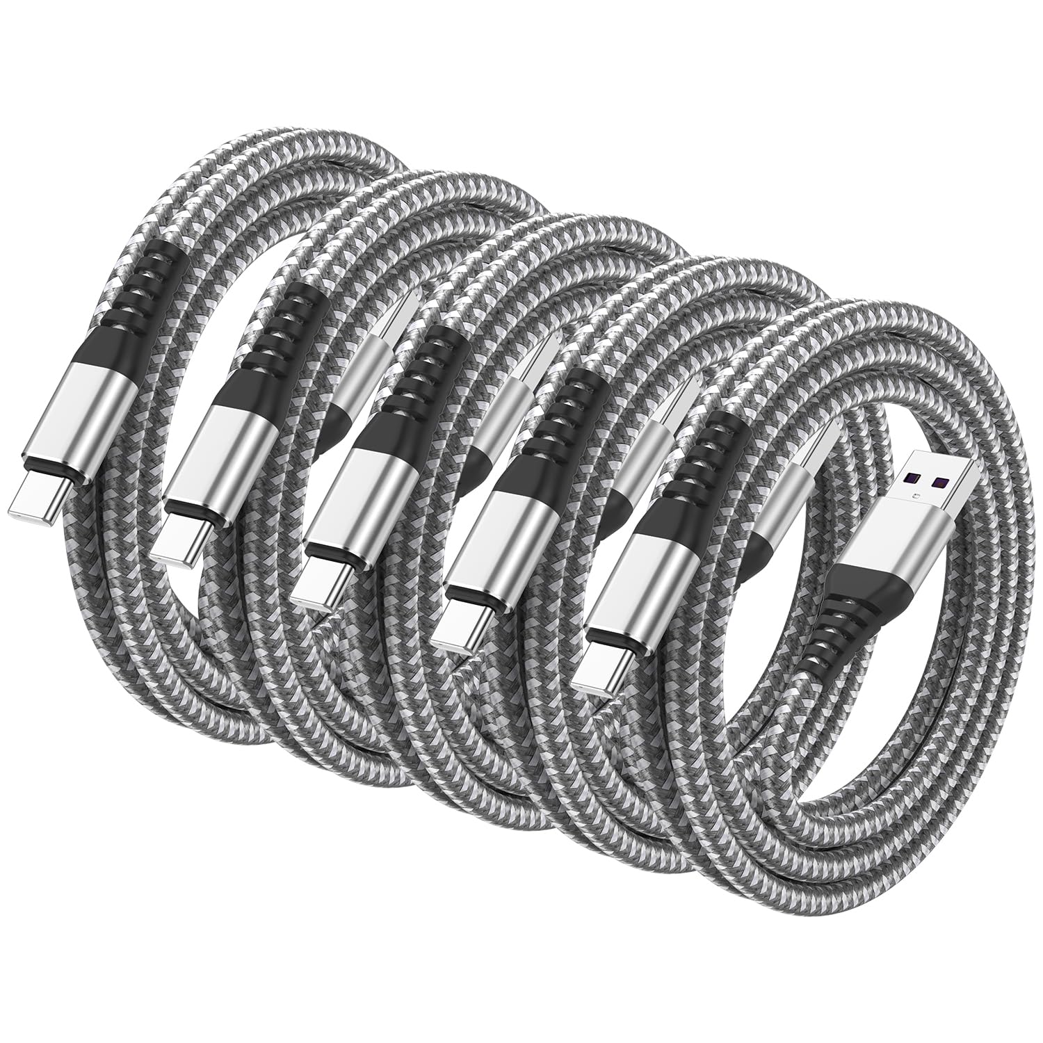 Photo 1 of 5Pack Short USB C Type C Cable 1FT,Nylon Braided Fast Charging 3A Quick Charger Cord,USB A to Type C Charger Cord Cable for iPhone 15 Samsung Galaxy S20 S10 S9 S8 Plus S10E, Note 20 10 9 8, Moto G7 G8