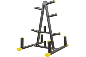 Signature Fitness 2-Inch or 1-Inch Weight Plate Rack with Barbell Holders, 600-Pound Capacity (for 2-Inch Gear), Black