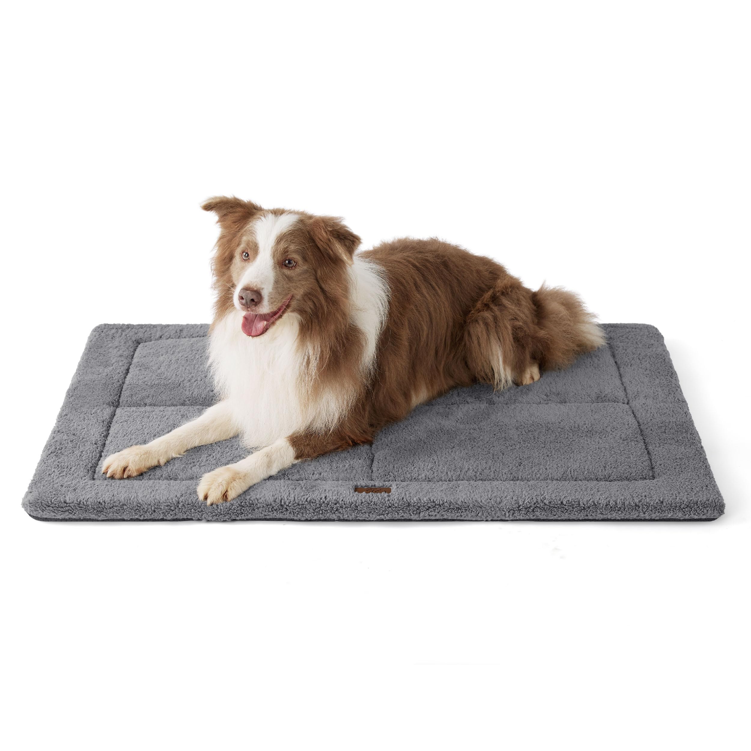 Bedsure Extra Large Dog Bed Mat - Washable Fleece Foam Dog Bed Reversible Pet Mat, Extra Large Dog Crate Mattress for Large Pets, 104x71cm, Light Grey