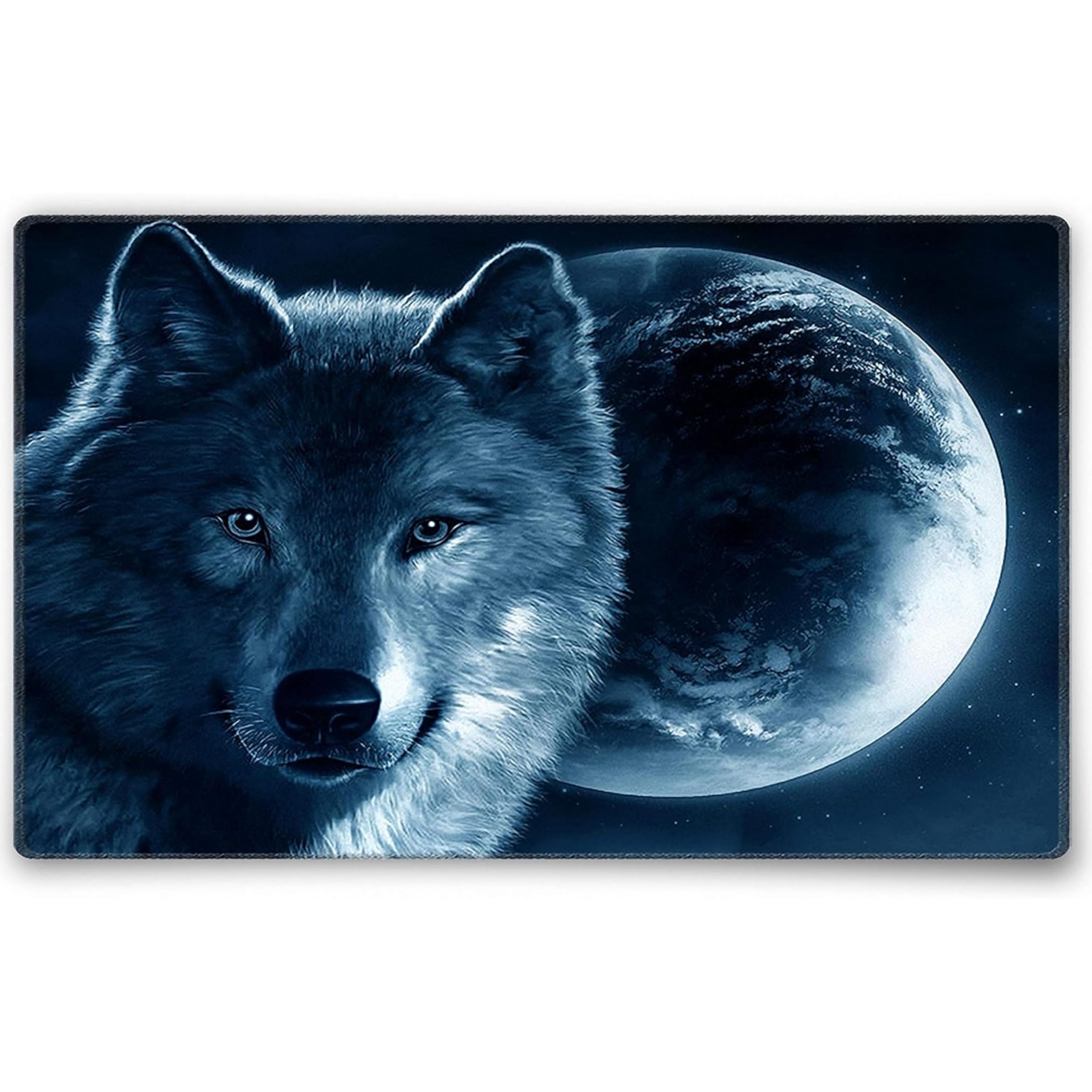 Silent Monsters Mouse Mat Size M 14 x 10 inches / 36 x 25 cm, Wolf, Stitched Edges, washable & rollable Mouse Pad, Gaming Home Office Mousemat, Mousepad non-slip & quiet, Desk Mat