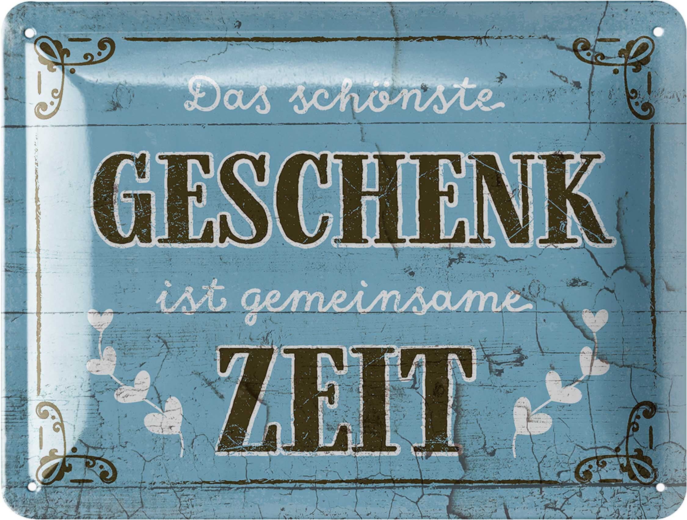 LANOLU Retro Tin Signs, The Beautiful Gift Is Gommin Time Vintage Metal Signs with Sayings as Wall Decoration for Kitchen and Garden, Shabby Chic Decoration, Farmhouse Wood Look, 15 x 20 cm