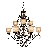 Crystorama Norwalk 9 Light Bronze Umber Chandelier with Glass Shades