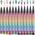 Amaxiu 12 Colors Nail Art Pens Set, Waterproof Nail Polish Pens Quick Dry Acrylic Nail Art Painting Pen with Soft Bristles Pen Nib Nail Graffiti Dotting Drawing Pen Liner Brush for Nail Design Beauty