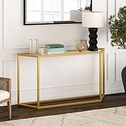 Levi 55'' Wide Trapezoid Console Table in Brass