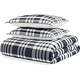 UGG 32553 Leonora California King 3-Piece Comforter Set Luxury Bedding Comforter and Two Pillow Shams Cozy Comfortable Reversible Machine Washable Hotel Style Bedding Set, King, Ocean Plaid
