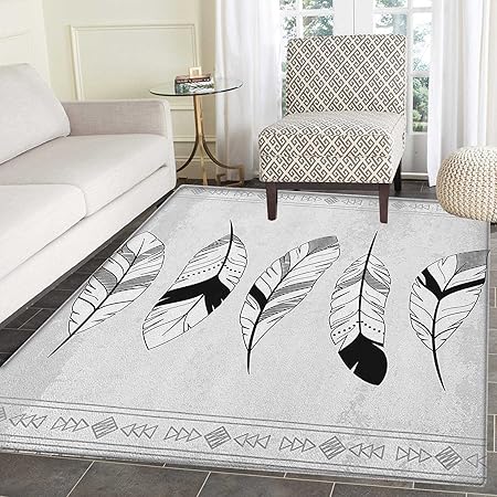 Tapis En Plumes Pour Enfant Avec Bordures Stylisées Et