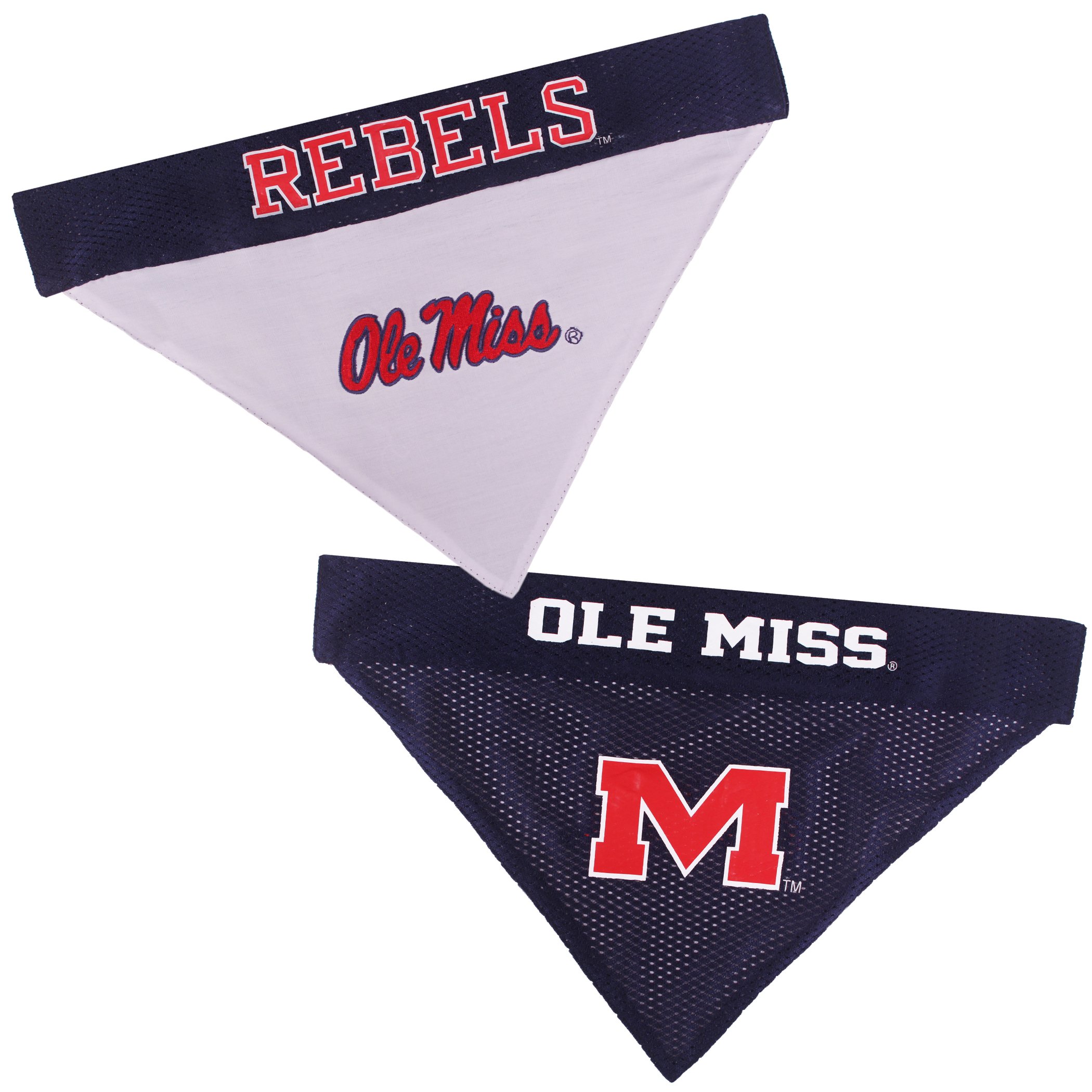 Pets First Collegiate Pet Accessories, Reversible Bandana, Mississippi Ole Miss Rebels, Small/Medium