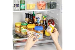 ROWNYEON Lazy Susan Turntable Organizer for Refrigerator, 360° Rotate Fridge Organizers and Storage, 16.54 Inches Rectangle Lazy Susan Organizer for Fridge, Cabinet, Pantry