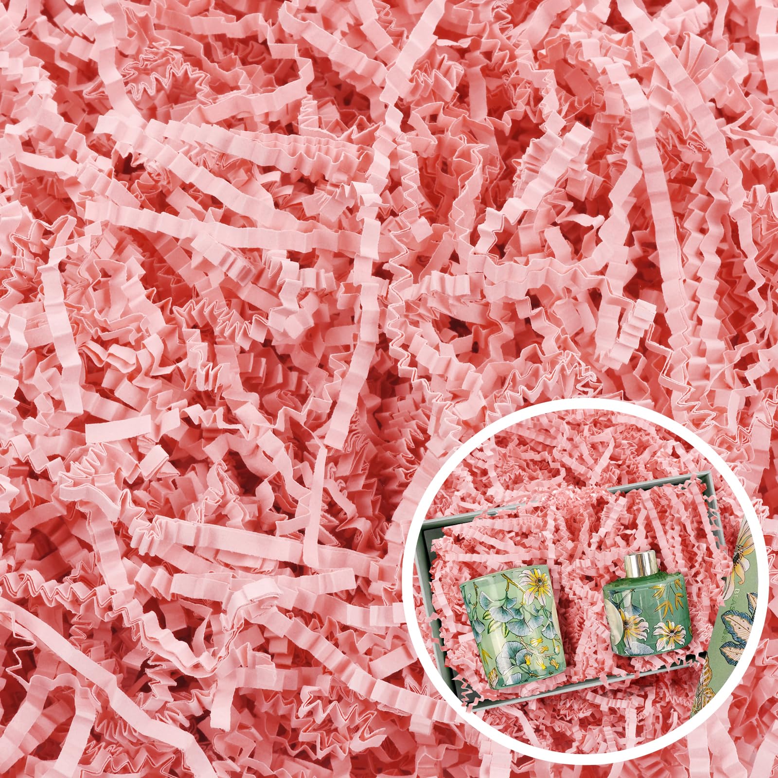 Photo 1 of 1/2 LB Pink Crinkle Cut Paper Shred Filler for Gift Baskets Box Bags, Shredded Paper Grass for Bridesmaid Engagement Wedding Valentine's Day Mother's Day Easter Christmas Holiday Packaging Wrapping WUINOID