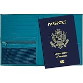 Teal RFID Genuine Leather Passport Wallet | Card Holder, Coin Pouch