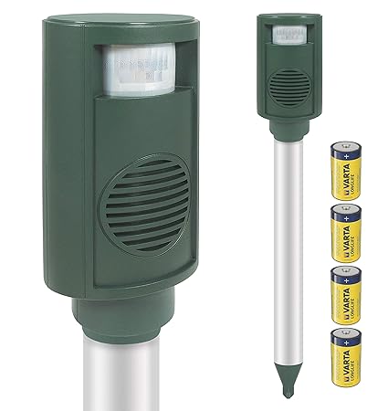 Koll Living Ultraschall Tiervertreiber BR11+ inkl. Batterien - vertreibt unerwünschte Tiere aus Dem Garten - Katzenschreck, H