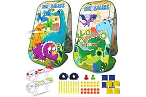 KPPIT 2 in 1 Dinosaur Toy, Shooting Target & Bean Bag Toss Game Toy for Kids, Shooting Toys for Age 8 9 10+ Year Old, Dinosaur Cornhole Outdoor Games Birthday Gifts for Boy Christmas Stocking Stuffers