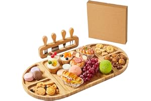 Garvee 3-Piece Large Wooden Charcuterie Board Set with Magnetic Closure, Long Serving Tray and Knife for Entertaining, Weddin