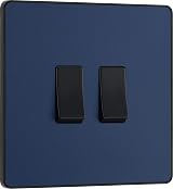 BG Electrical Double Wall Light Switch 2 Way Matt Blue Evolve PCDDB42B