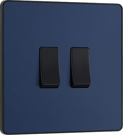 BG Electrical Double Wall Light Switch 2 Way Matt Blue Evolve PCDDB42B