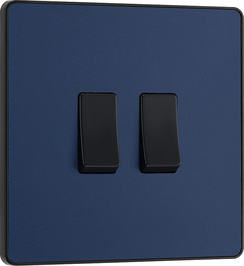 BG Electrical Double Wall Light Switch 2 Way Matt Blue Evolve PCDDB42B