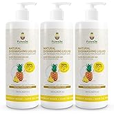 Fuwa3e Pineapple Enzyme Natural Dish Soap Tropical Pineapple Scent - 16.9oz 3 Pack - 99% Plant Based Dish Liquid - Hypoallergenic Dish Soap from Discarded Pineapple Peels