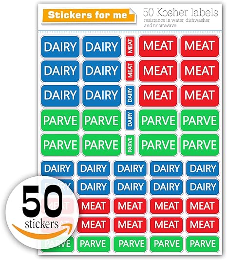 Kosher Labels Colour Coded Stickers Microwave Freezer And Dishwasher Safe 18 Blue Dairy 18 Red Meat 14 Green Parve Stickers Amazon De Kuche Haushalt