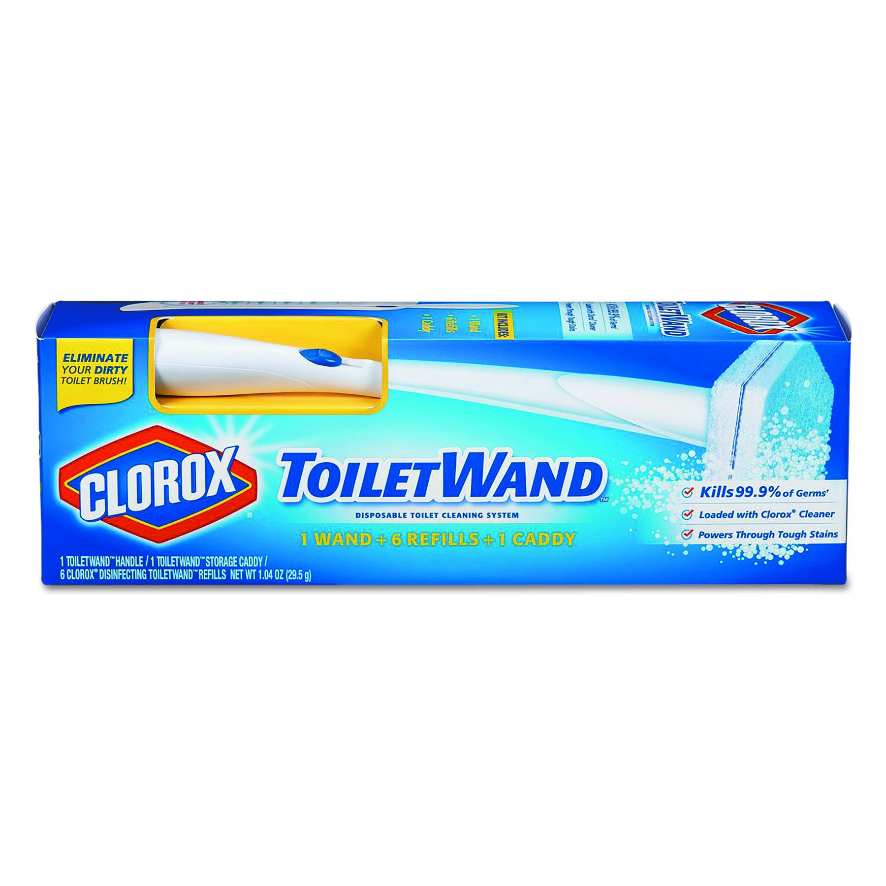 Clorox 03191CT Toilet Wand Disposable Toilet Cleaning Kit: Handle, Caddy & Refills, White 